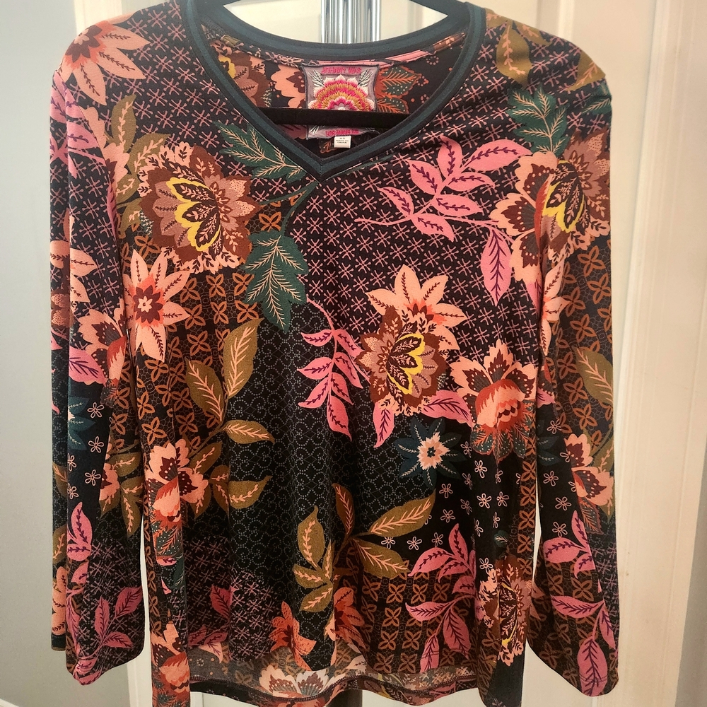Johnny Was Delfino V-Neck Floral Blouse(XS)